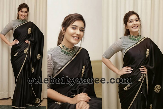 Rashi Khanna in Black Crepe Saree