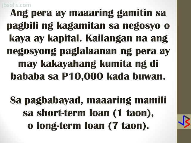 The OFW-EDLP is an enterprise development interventions and loan facility of the Overseas Workers Welfare Administration (OWWA) in partnership with the Land Bank of the Philippines (LBP) and the Development Bank of the Philippines (DBP).  It is a two-component package: Enterprise Development Interventions and Loan Facility. The EDT will empower the OFW on how to manage a business. It will also be the best opportunity to ask questions about the business loan. The aim is to help OFWs and their families in the establishment of viable business enterprises that will provide them with steady income as well as create employment opportunities in their community.  The loanable amount for qualified individual borrowers is from Php 100,000.00 up to a maximum of P2 million. For group borrowers, they can borrow up to a maximum of P5 million. The loanable amount carries a fixed interest rate of 7.5 percent per annum for the duration of the loan. It can be used either as working capital or for acquisition of fixed assets needed for business operations. The program requires that the proposed project should have a ready market and should generate a monthly income of at least P10,000.  Borrowers can choose a short-term loan, which can be paid within a year, or a long-term loan which is payable based on the cash flow but not to exceed seven years, inclusive of the maximum two-year grace period on the capital.  Through DTI’s assistance, OFWs will have access to training and technical support in starting an enterprise, as well as opportunities to attend special events, such as conferences, exhibitions, symposium, caravans, and other promotional activities initiated by DTI and the private sector. HERE ARE THE DETAILS OF THE LOAN PROGRAM   Who are Eligible for a Loan: An OFW who is a certified OWWA Member, active or non-active, and has completed the Enhanced Entrepreneurial Development Training(EEDT). OFWs working abroad may be represented by the following (with Special Power of Attorney, authenticated by the consul): If single, widow or widower; or separated-in-fact, by Parents who are not more than sixty (60) years old upon maturity of loan, or by children who are at least eighteen (18) years old at the time of loan availment. If married, by the legal spouse If the OFW or his/her Attorney-in-fact is more than 60 years old upon loan maturity, a co-maker of the loan shall be required. The co-maker may be the sibling or the children (of legal age). OFW returnees may avail of the loan program within three (3) years from the date of arrival to the Philippines, except on cases where the OFW-applicant has an on-going business prior to the time of application. Only one (1) OFW per family, within the first degree of consanguinity or affinity (parent, spouse, child), shall be eligible to apply under the program. Group of OFWs who formed themselves into business entity, either as partnerships, corporations or cooperatives, and has at least 3 years track record of profitable operations, provided that all partners/stockholders/directors/ officers/ members are OFWs who have been certified as OWWA Members and have completed the EEDT. What are the Eligible Projects/Businesses? Franchising Business Contract tie-up with top 1000 corporations Agri- and non-agri production/manufacturing with identified market linkage and raw material sources Construction/rental business Service/trading business Transport service Other viable project, existing or new, that should generate a net cash flow sufficient to pay the projected amortization of the loan  Project Cost Sharing Borrower's Equity is at least 20% of the Total Project Cost. Maximum Loanable Amount is limited to 80% of the Total Project Cost.  Loan Security/Collateral  The object of financing shall be required as loan security, as well as other documents as may be required by LBP/DBP in relation to business approval, such as: Torrens Certificate of Title (TCT), Condominium Certificate of Title (CCT), Tax Declaration (TD) and plans on mortgageable assets of the borrower; or Any loan security acceptable to the bank (OR/CR for Chattel Mortgage, Lease Rental Contract, Receivables, other Contract Agreements for the execution of the Deed of Assignment, Purchase Order, etc.) Here are the Steps To Availing an OFW-EDLP Loan:  STEP 1. Verification of OWWA Registration For OFWs still outside the Philippines Email the Welfare Officer of the Embassy that covers your country of work about the OFW Reintegration Program The Welfare Officer will verify your registration in OWWA as an OFW Upon verification, the Welfare Officer in the Embassy will refer  the OFW to an OWWA office in the Philippines. Upon returning to the Philippines, the OFW must visit the OWWA office to get the certification This certification will be presented to Landbank. For OFWs already in the Philippines Visit the nearest OWWA office to verify your eligibility to the program If the OFW is eligible, a certification of membership will be issued, which will be presented to Landbank for assessment.  STEP 2. Enterprise Development Training An eligible OFW will be advised to personally attend the Enterprise Development Training (EDT) conducted by OWWA, DTI and Landbank The OFW must present the certificate of attendance on the EDT to Landbank as part of the requirement.  STEP 3. Preparation of Business Plan and other requirements OWWA certification that the borrower is a bonafide overseas worker and has completed EDT Two valid IDs with signature Duly filled-out Application Form Statement of Assets and Liabilities Barangay Certification of residency  Proof of Billing address Sketch of place of residence A business plan on the specific project or business If OFW has existing business prior to loan: Contract Growing Agreement, Purchase Order or Service Contract Certificate of Registration with DTI Mayor's permit Income tax return (last 3 years) Financial statements (last 3 years, BIR-filed) Latest Interim Financial Statement, if applicable  STEP 4. Submission of Processing Requirements, Review and Inspection  Submit your business plan and other requirements to Landbank for review. Inspection of your business (if already existing) will  be done. Loan evaluation, packaging, and approval shall be completed within 45 working days upon receipt of complete loan requirements.  STEP 5. Approval of Loan If approved, Landbank will release the fund to the OFW.