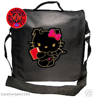 BLACK RECORD/MESSENGER/LAPTOP BAG#DEVIL HELLO KITTY#B53