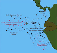 Ocean Currents Map showing Galapagos Island Currents