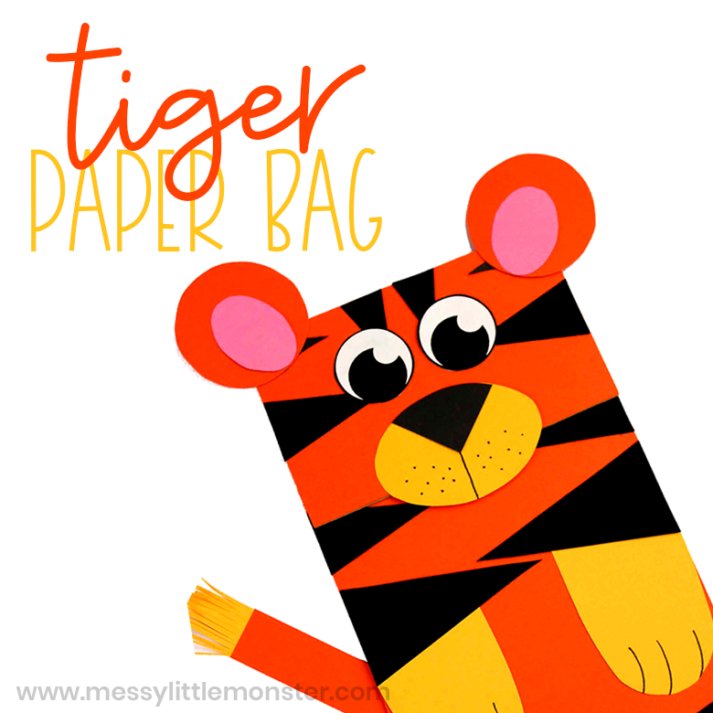 paper bag puppet tiger craft