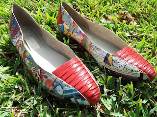 DIY Vintage Decoupage Comic Book Flats on Upcycle Fever