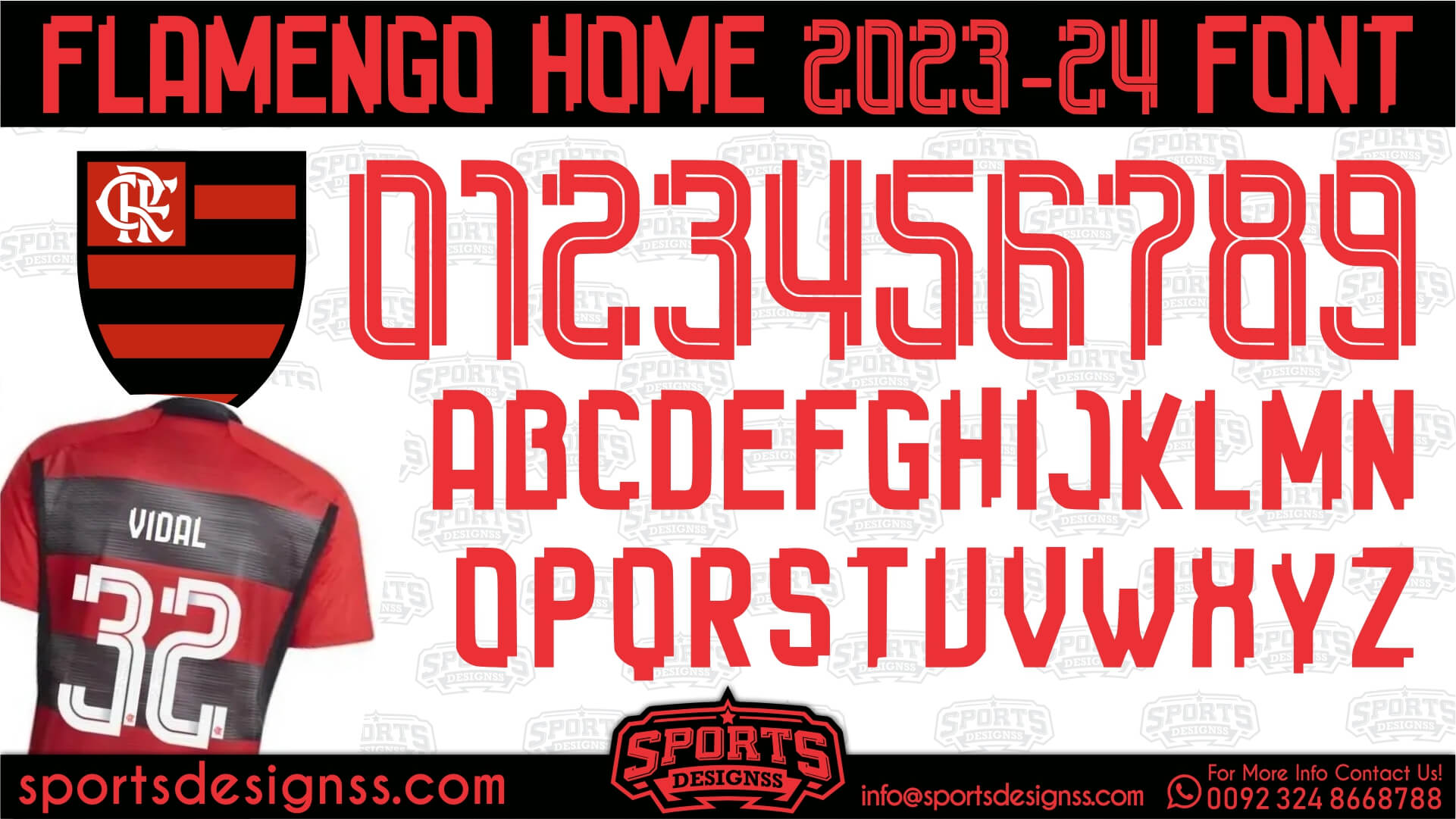 Flamengo Font 2023-24 Free Download | Football/Soccer  Font Free Download by Sports Designs