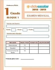 Examen del Bloque I Primer grado  2018-2019