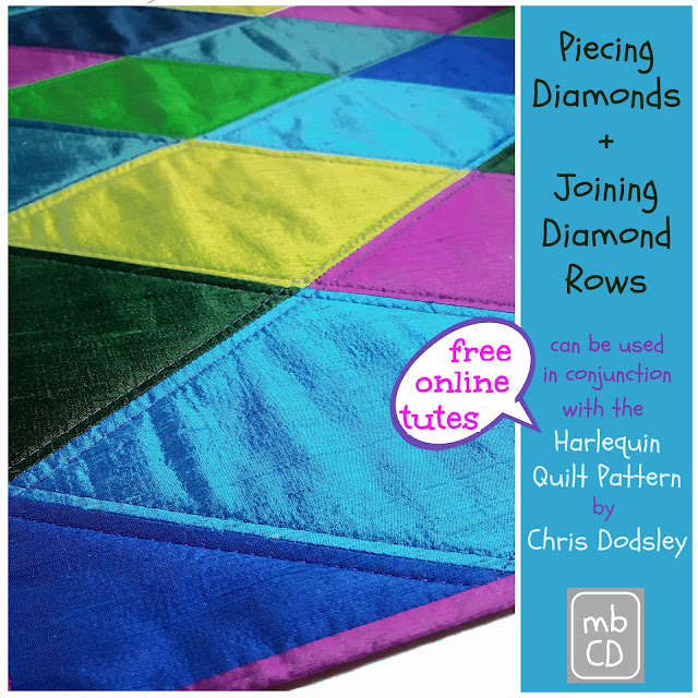 Piecing and Joining Diamond Rows Tute by www.madebyChrissieD.com