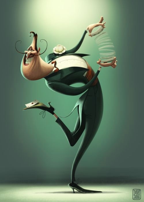 Denis Zilber illustrations funny cartoonish caricatures Magician