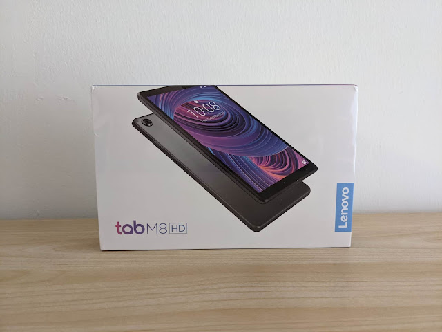 Packaging box of the Lenovo Tab M8 HD tablet