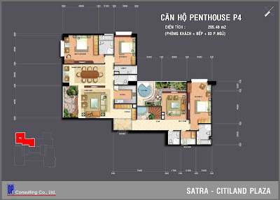Căn hộ Satra Citiland Plaza loại Penthouse 4 205,40m2