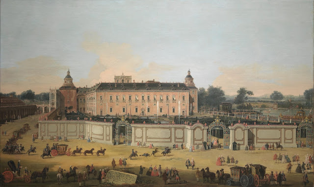 Francesco Battaglioli - La real comitiva ante el Palacio Real de Aranjuez el día de San Fernando - 1756