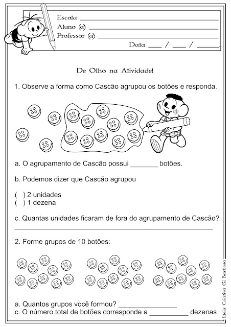 Atividade Matemática Agrupamento  Dezena