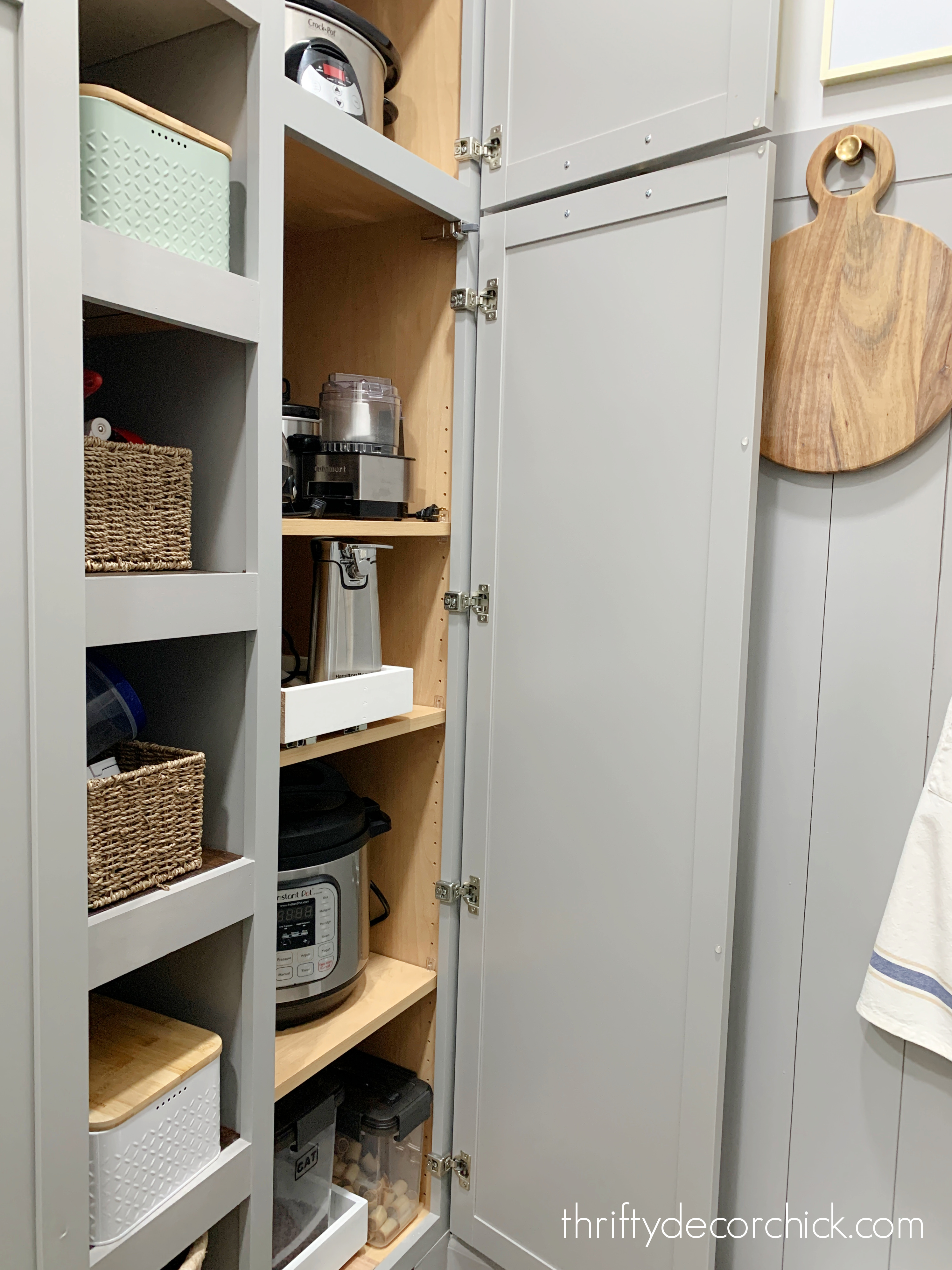 tall gray pantry cabinets