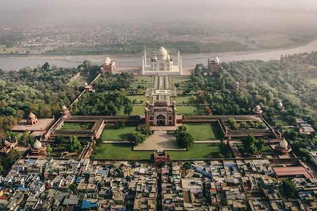 vue aérienne du Taj Mahal
