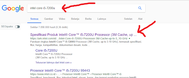 Ketik seri processor di google