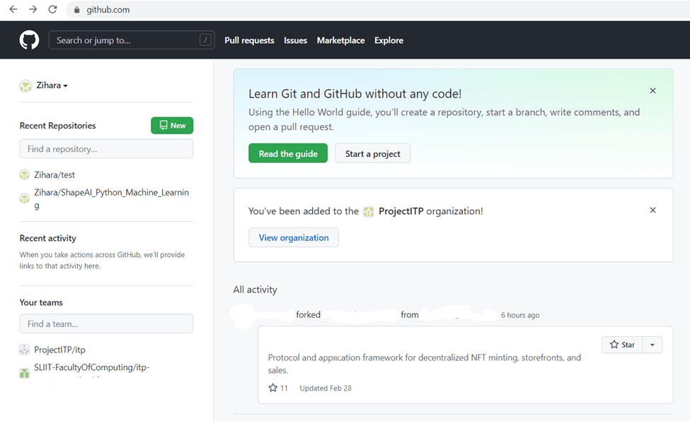 الوصول إلى GitHub