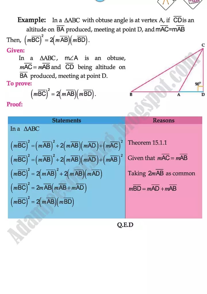projection-of-a-side-of-a-triangle-mathematics-class-9th-text-book