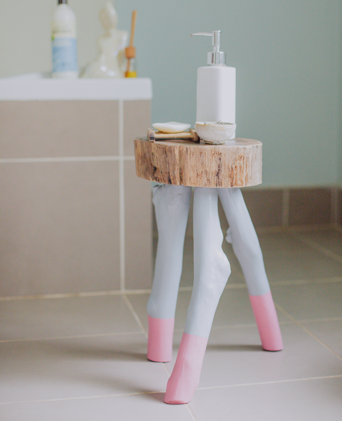 wooden painted stool