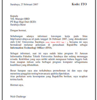 Contoh Cover Letter Dalam Bahasa Indonesia - contoh cover 