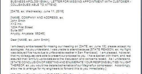 Apology Letter For Missing A Meeting Or An Appointment