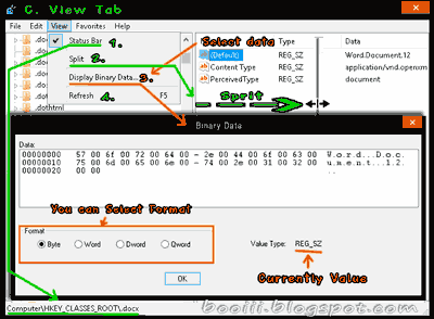 Registry Editor:View Tab