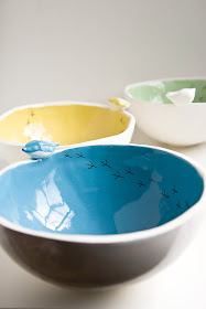 Ceramic birdy bowl by karoArt