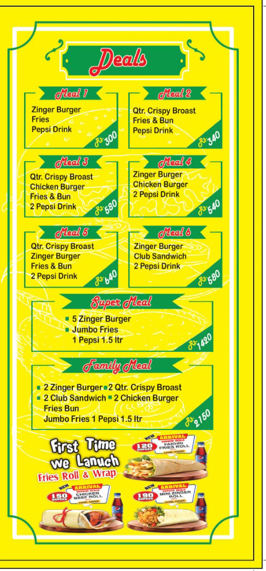 Fakhri Fast Food Menu