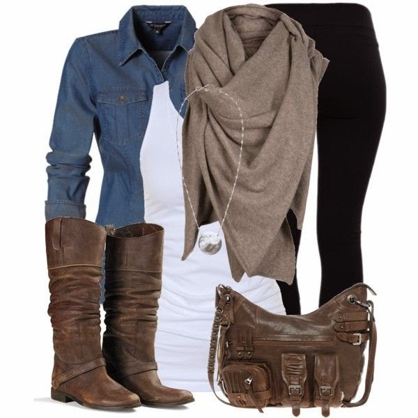 Casual Fall Outfit With Grey Shawl