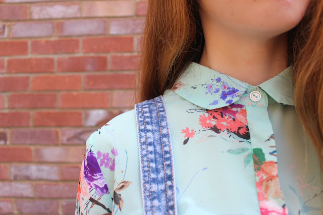 How I Style | Dungarees Primark blouse flowers girly  