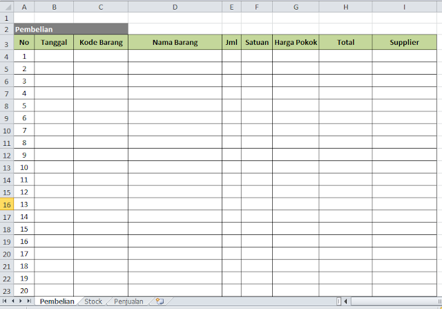 cara membuat aplikasi stok barang dengan excel