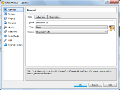virtualbox - settings virtual machine