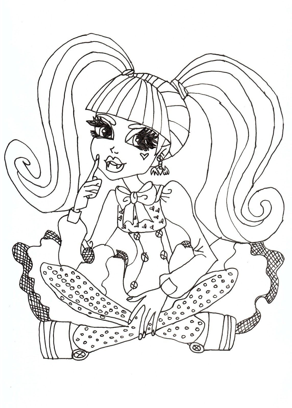 Download Free Printable Monster High Coloring Pages: Monster High Draculaura Free Coloring Sheet