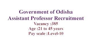 Assistant Professor Recruitment - Government of Odisha