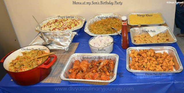 My Son's Birthday Party Menu- Indian Party Menu Ideas