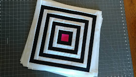 Black and white modern log cabin quilt in Curated Quilts