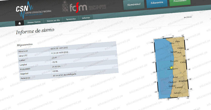 Temblor en Chile de Magnitud 5.0 (Hoy Viernes 14 Enero 2022) Sismo - Epicentro - Antofagasta - ONEMI