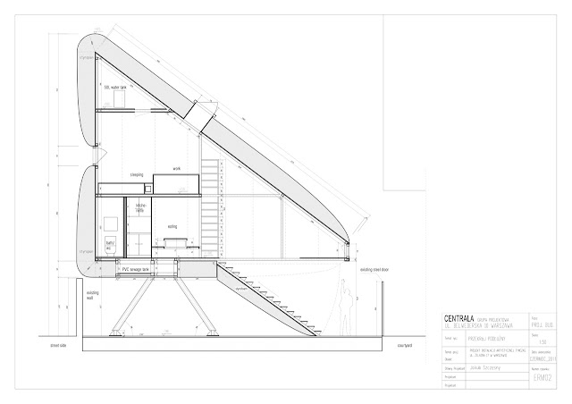 World's narrowest house section blueprint showing every part of the house