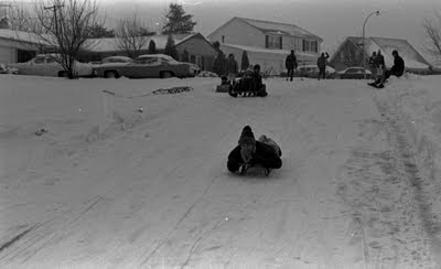 Snow,Snowstorm,Bowie,Maryland,1974,Sleds,Sledding