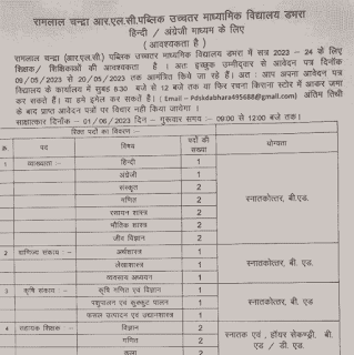 CG RAMLAL SCHOOL VARIOUS POST VACANCY 2023 | छत्तीसगढ़ रामलाल चंद्रा स्कूल में तृतीय एवं चतुर्थ श्रेणी पदों की वेकेंसी