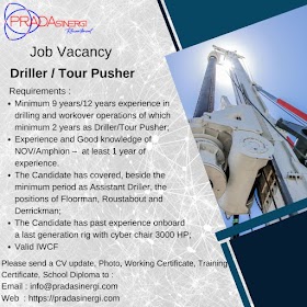 Currently our client is opening vacancies for the position of Driller / Tour Pusher