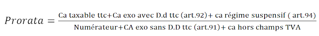 formule de Calcule de prorata TVA fiscalité S5 gestion