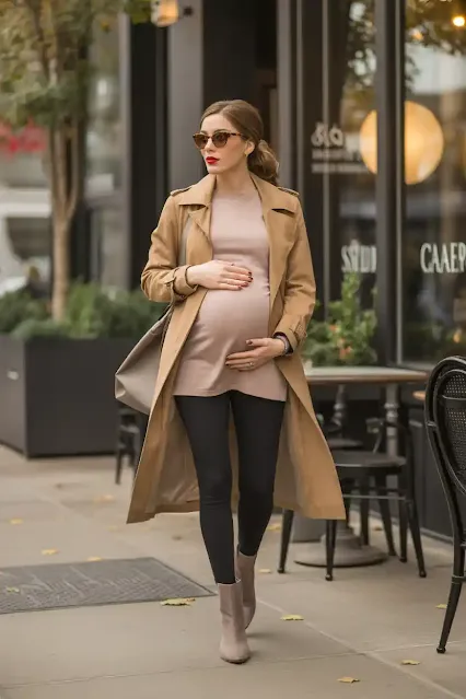Bump-Friendly Trench Coat + Neutral Layers