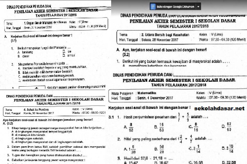 Kumpulan Soal Penilaian Akhir Semester 1 Kelas 5