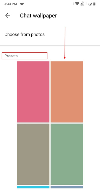 arrow depicting the color presets of signal