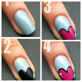 Cute Heart nail art design step by step!