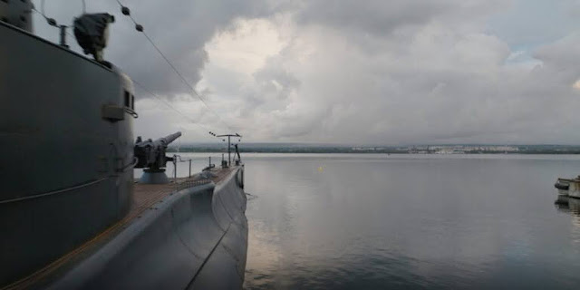 el submarino Cappellini, escenario de la película Comandante, rodando entre Taranto y Roma