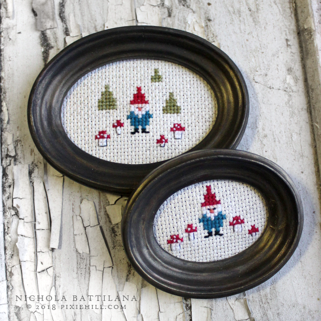 Mini Gnome Cross Stitch with Free Pattern Download - Nichola Battilana pixiehill.com