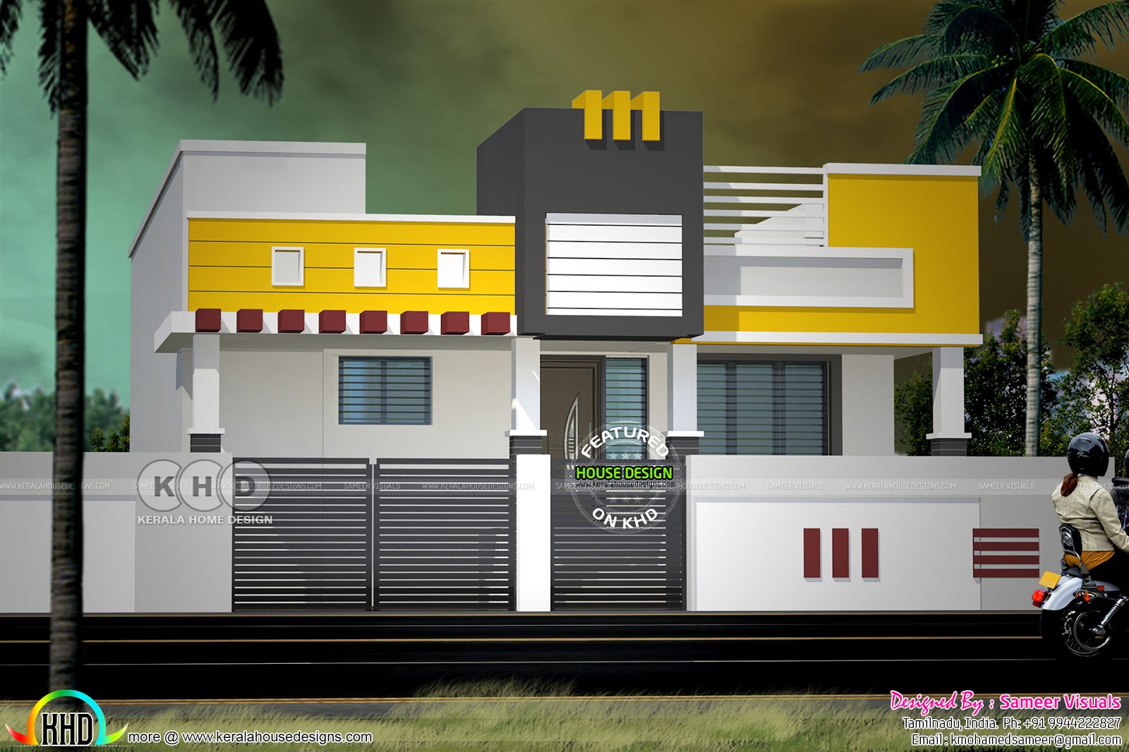 Modern South  Indian  style  single floor home  Kerala home  