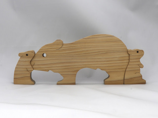 Handmade Wood Guinea Pig Family Puzzle Toy