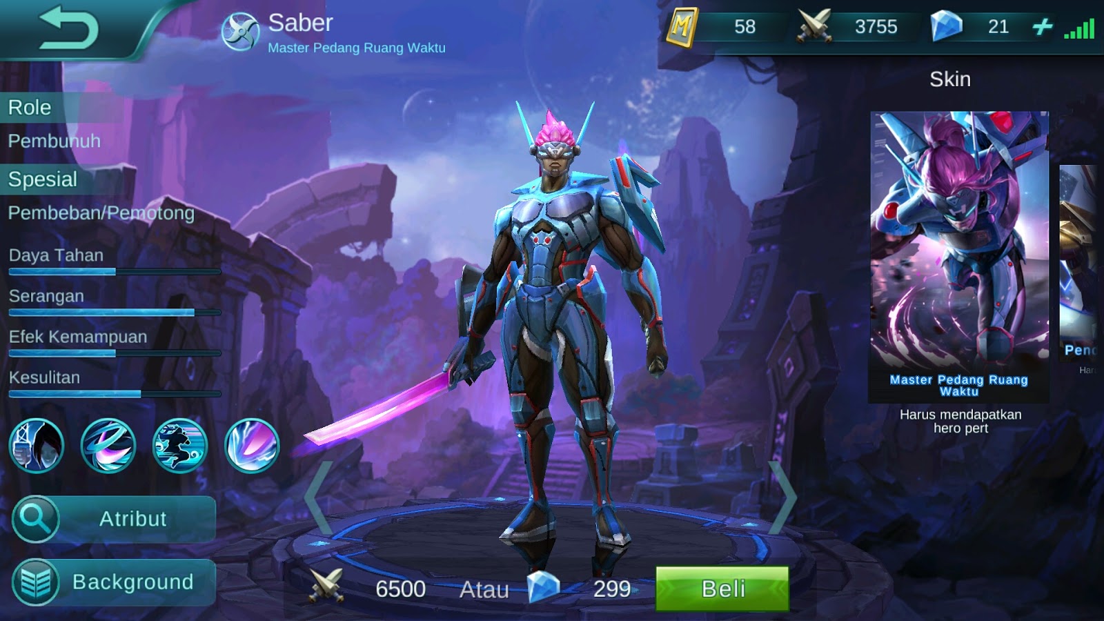 Hero Saber Master Pedang Ruang Waktu High AD Build Set Up Gear