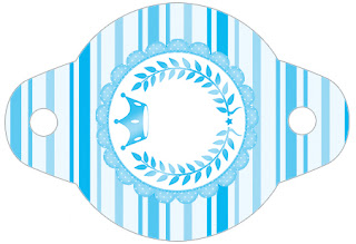 Light Blue Crown in Stripes and Polka Dots  Free Party Printables for a Quinceanera Party.