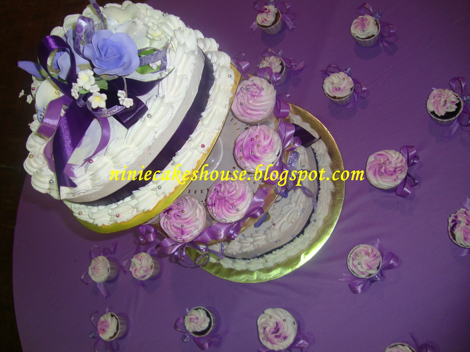 3 Tier Wedding cakes-Purple n